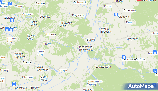 mapa Ignacówka Bobrowska, Ignacówka Bobrowska na mapie Targeo