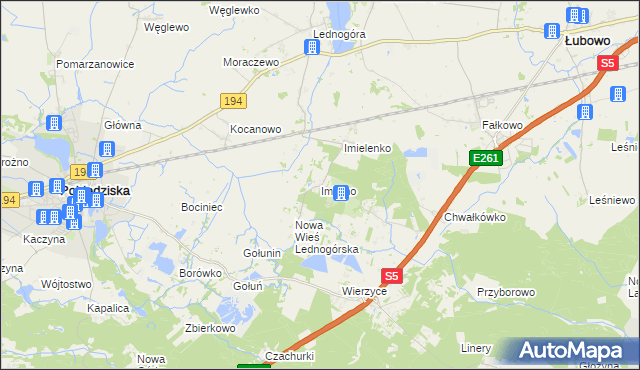 mapa Imielno gmina Łubowo, Imielno gmina Łubowo na mapie Targeo