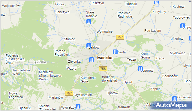 mapa Iwaniska, Iwaniska na mapie Targeo