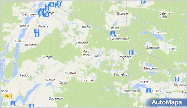 mapa Iwiec, Iwiec na mapie Targeo