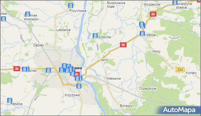 mapa Iwno gmina Wińsko, Iwno gmina Wińsko na mapie Targeo