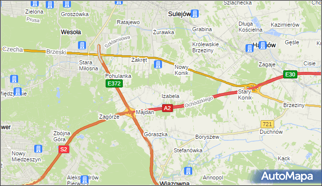 mapa Izabela gmina Wiązowna, Izabela gmina Wiązowna na mapie Targeo