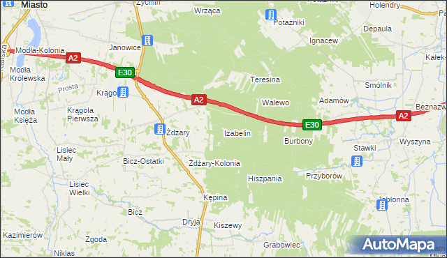 mapa Izabelin gmina Krzymów, Izabelin gmina Krzymów na mapie Targeo