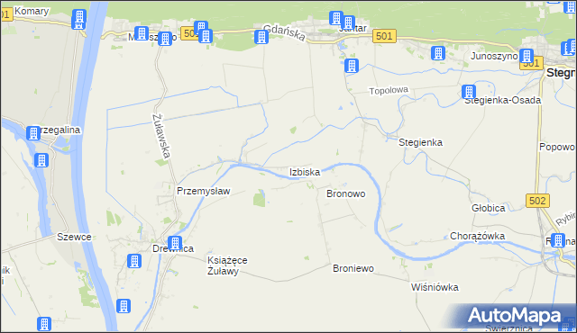 mapa Izbiska gmina Stegna, Izbiska gmina Stegna na mapie Targeo