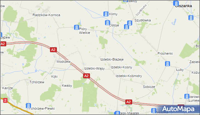 mapa Izdebki-Błażeje, Izdebki-Błażeje na mapie Targeo