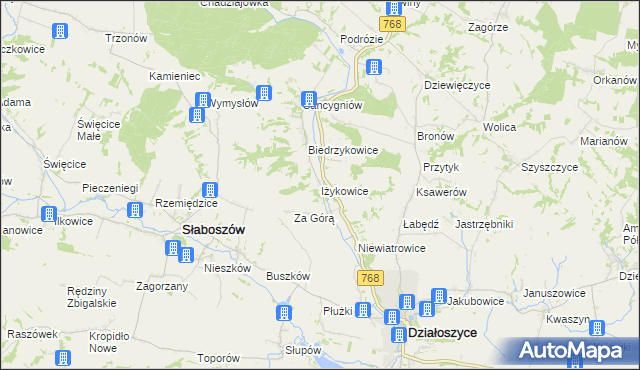 mapa Iżykowice, Iżykowice na mapie Targeo