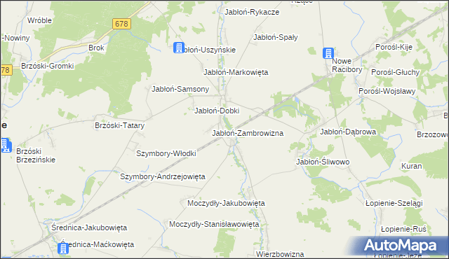 mapa Jabłoń-Jankowce, Jabłoń-Jankowce na mapie Targeo