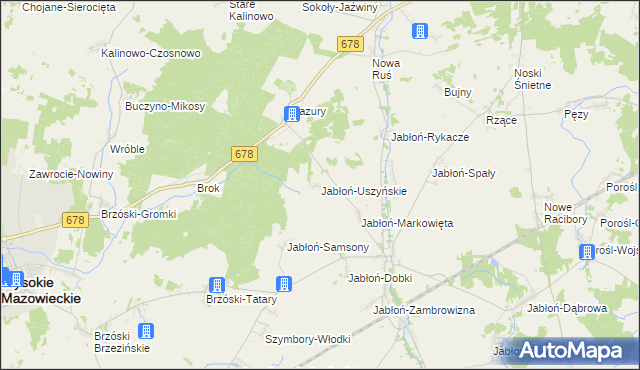 mapa Jabłoń-Uszyńskie, Jabłoń-Uszyńskie na mapie Targeo