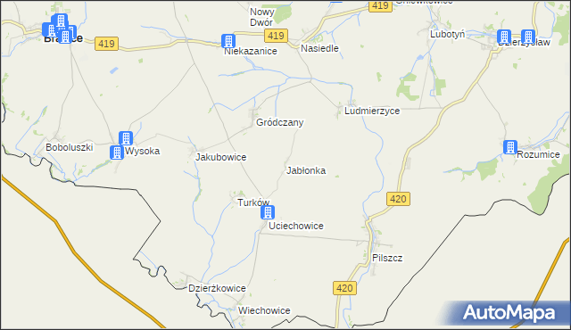 mapa Jabłonka gmina Branice, Jabłonka gmina Branice na mapie Targeo