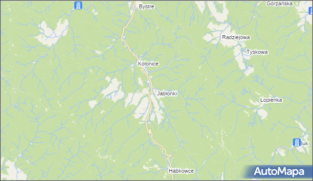 mapa Jabłonki gmina Baligród, Jabłonki gmina Baligród na mapie Targeo