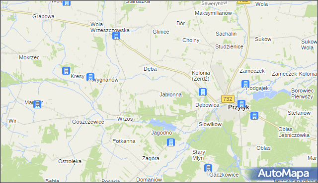 mapa Jabłonna gmina Przytyk, Jabłonna gmina Przytyk na mapie Targeo