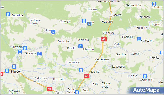 mapa Jabłonna gmina Wyśmierzyce, Jabłonna gmina Wyśmierzyce na mapie Targeo