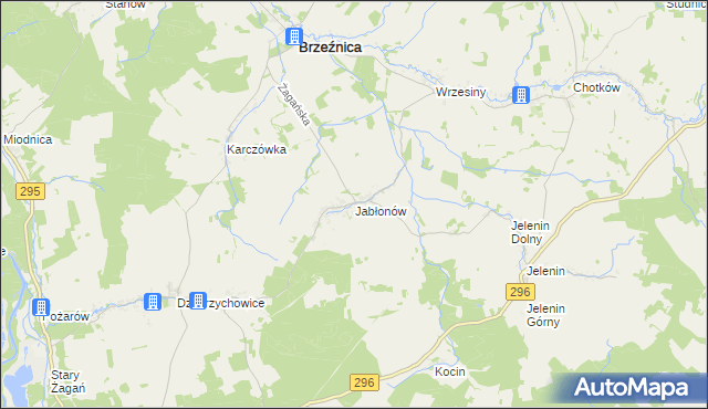 mapa Jabłonów gmina Brzeźnica, Jabłonów gmina Brzeźnica na mapie Targeo