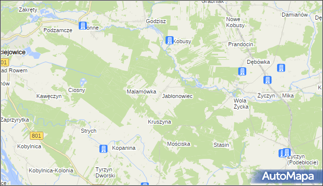 mapa Jabłonowiec gmina Trojanów, Jabłonowiec gmina Trojanów na mapie Targeo