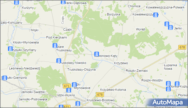 mapa Jabłonowo-Kąty, Jabłonowo-Kąty na mapie Targeo