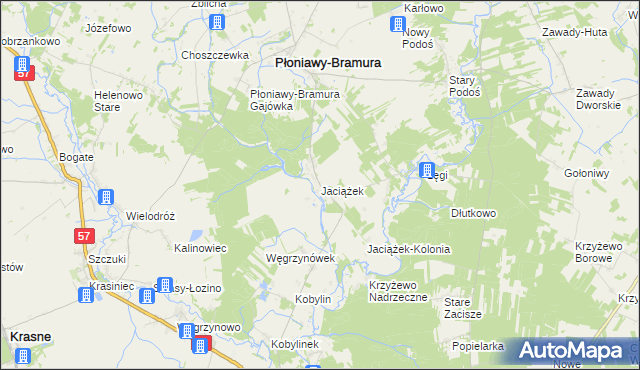 mapa Jaciążek, Jaciążek na mapie Targeo