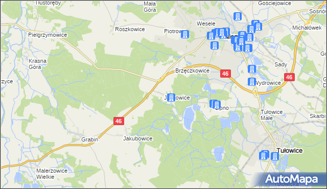 mapa Jaczowice, Jaczowice na mapie Targeo