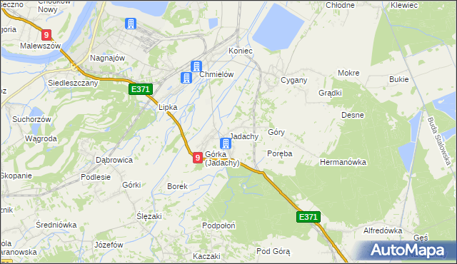 mapa Jadachy, Jadachy na mapie Targeo