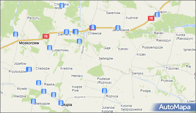 mapa Jadwigów gmina Moskorzew, Jadwigów gmina Moskorzew na mapie Targeo