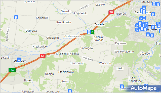 mapa Jadwigów gmina Tomaszów Mazowiecki, Jadwigów gmina Tomaszów Mazowiecki na mapie Targeo