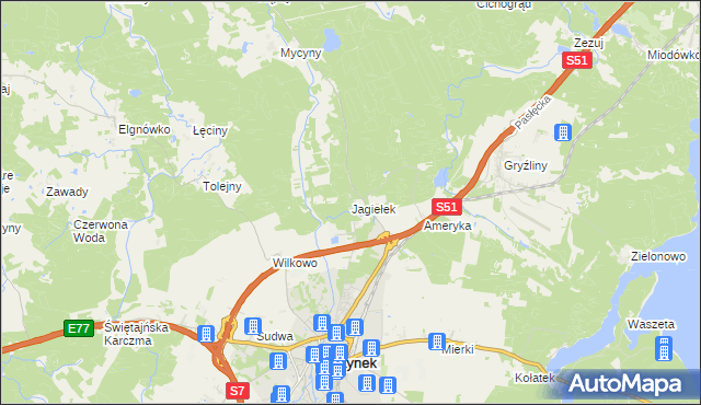 mapa Jagiełek, Jagiełek na mapie Targeo