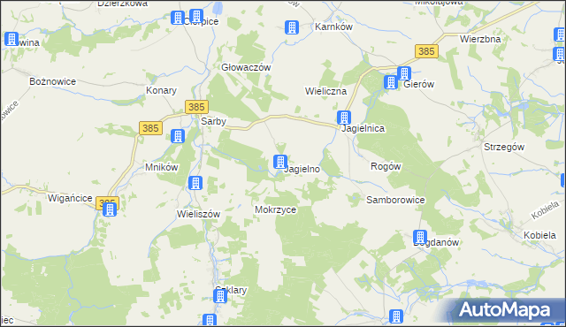 mapa Jagielno gmina Przeworno, Jagielno gmina Przeworno na mapie Targeo