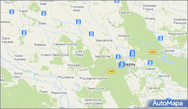 mapa Jagodziniec, Jagodziniec na mapie Targeo