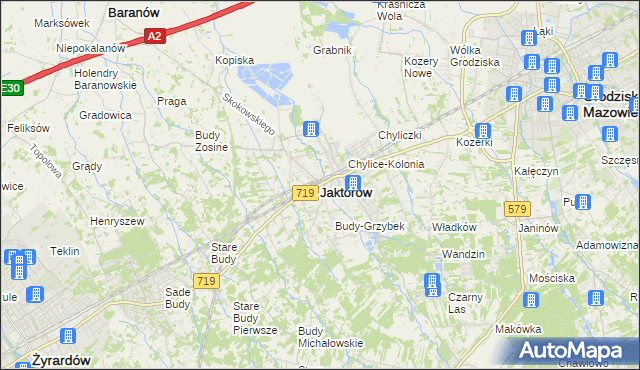 mapa Jaktorów, Jaktorów na mapie Targeo