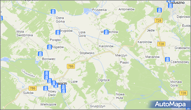 mapa Jakubów gmina Krasocin, Jakubów gmina Krasocin na mapie Targeo