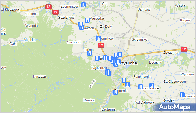 mapa Jakubów gmina Przysucha, Jakubów gmina Przysucha na mapie Targeo