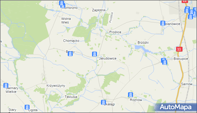 mapa Jakubowice gmina Byczyna, Jakubowice gmina Byczyna na mapie Targeo