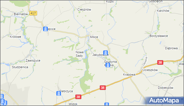 mapa Jakubowice gmina Pawłowiczki, Jakubowice gmina Pawłowiczki na mapie Targeo