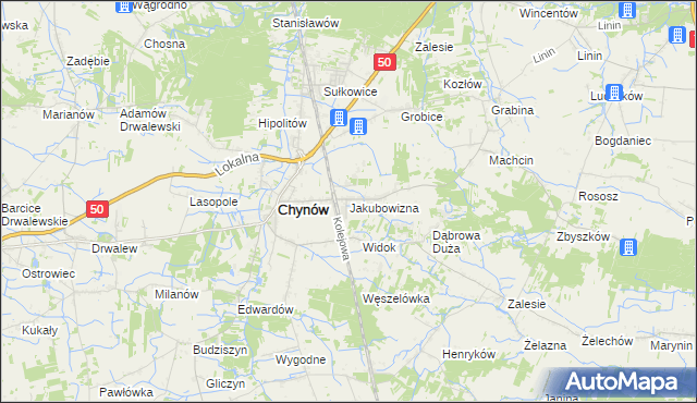 mapa Jakubowizna, Jakubowizna na mapie Targeo