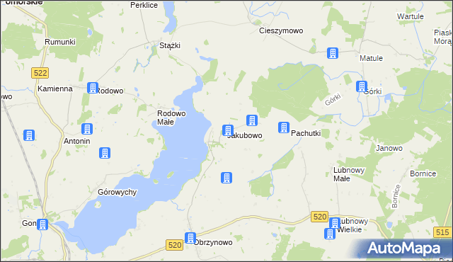 mapa Jakubowo gmina Prabuty, Jakubowo gmina Prabuty na mapie Targeo