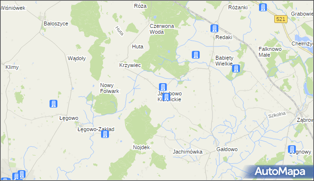 mapa Jakubowo Kisielickie, Jakubowo Kisielickie na mapie Targeo