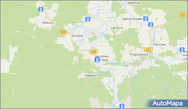 mapa Jakubowo Lubińskie, Jakubowo Lubińskie na mapie Targeo