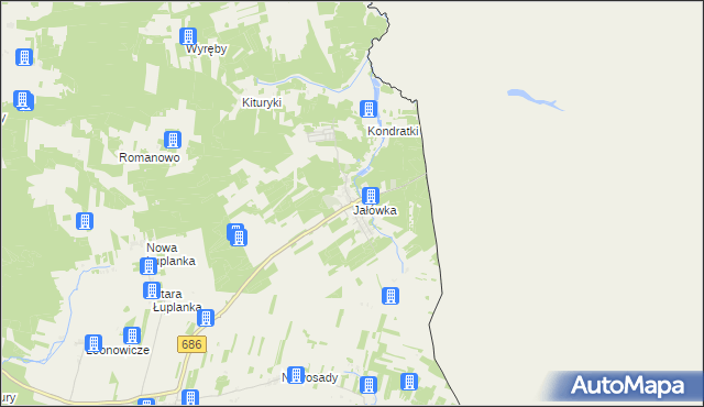 mapa Jałówka gmina Michałowo, Jałówka gmina Michałowo na mapie Targeo