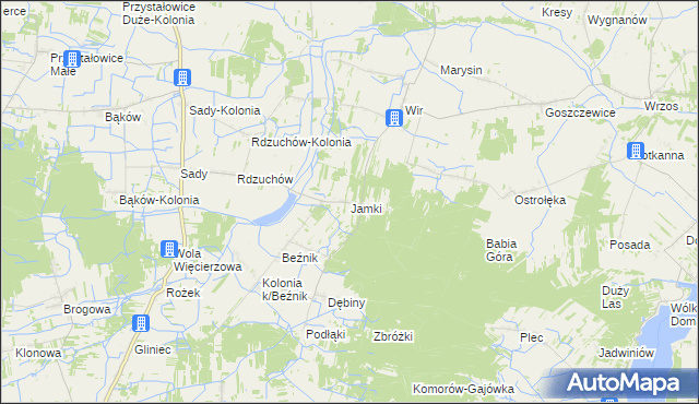 mapa Jamki gmina Potworów, Jamki gmina Potworów na mapie Targeo