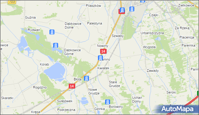 mapa Jamno gmina Łowicz, Jamno gmina Łowicz na mapie Targeo