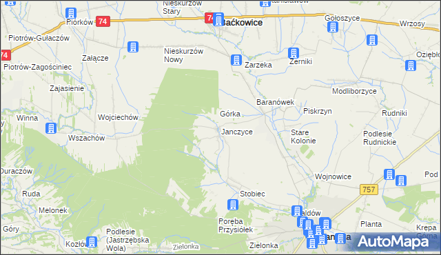 mapa Janczyce, Janczyce na mapie Targeo