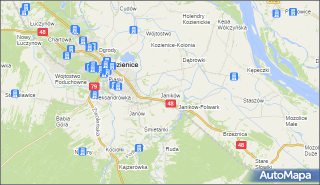 mapa Janików gmina Kozienice, Janików gmina Kozienice na mapie Targeo