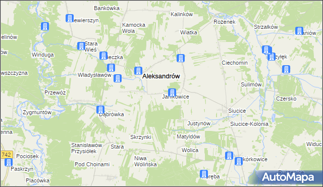 mapa Janikowice gmina Aleksandrów, Janikowice gmina Aleksandrów na mapie Targeo