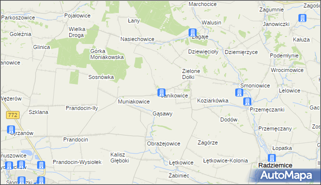 mapa Janikowice gmina Słomniki, Janikowice gmina Słomniki na mapie Targeo