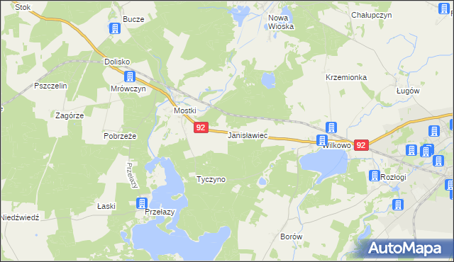 mapa Janisławiec, Janisławiec na mapie Targeo