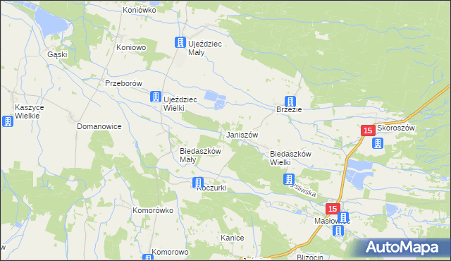 mapa Janiszów gmina Trzebnica, Janiszów gmina Trzebnica na mapie Targeo