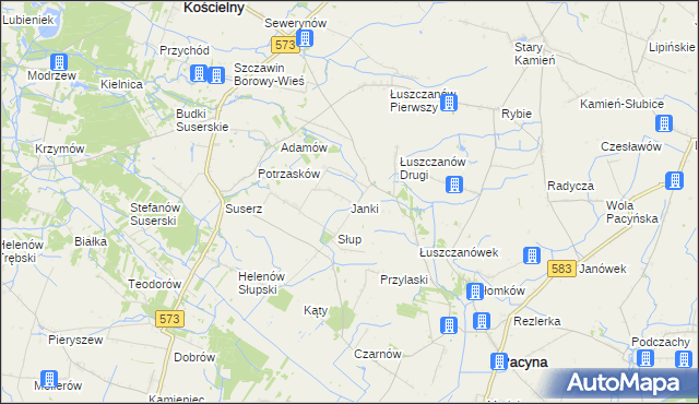 mapa Janki gmina Szczawin Kościelny, Janki gmina Szczawin Kościelny na mapie Targeo