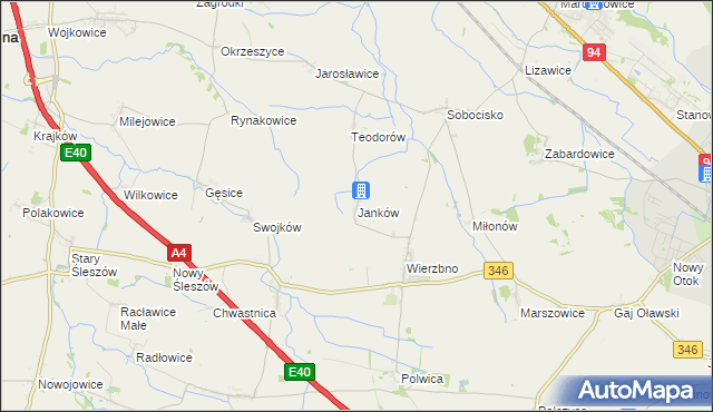 mapa Janków gmina Domaniów, Janków gmina Domaniów na mapie Targeo