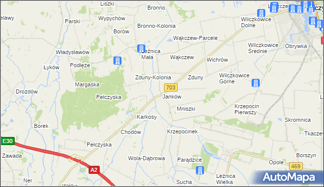 mapa Janków gmina Łęczyca, Janków gmina Łęczyca na mapie Targeo