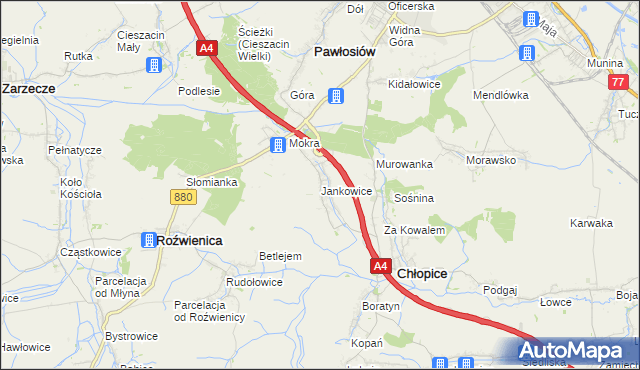 mapa Jankowice gmina Chłopice, Jankowice gmina Chłopice na mapie Targeo