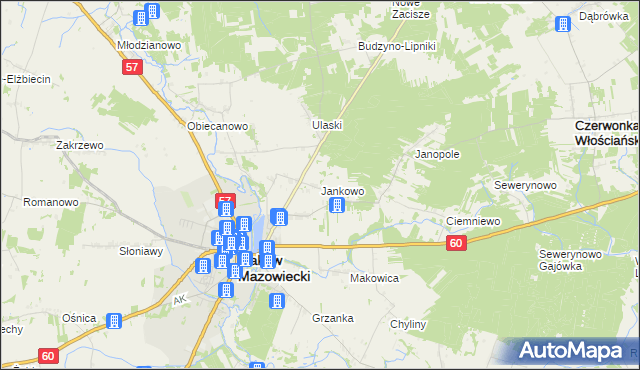 mapa Jankowo gmina Czerwonka, Jankowo gmina Czerwonka na mapie Targeo